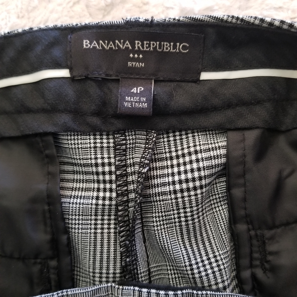 Banana Republic Ryan Fit Check Dress Pants 4P Petite Bi-Stretch - Picture 7 of 10